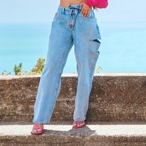 Wide leg cross over jeans